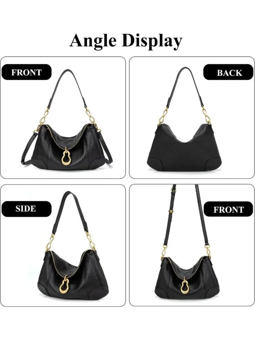 Chic Small Hobo Shoulder Bag for Women, Retro Satchel with Metal Pendant